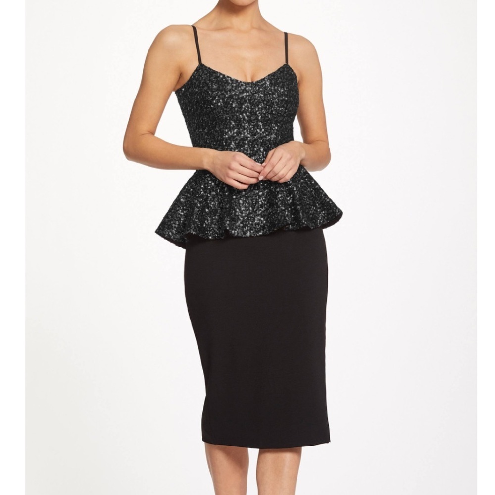 Dress The Population Joan Sequined Peplum Dress Size S